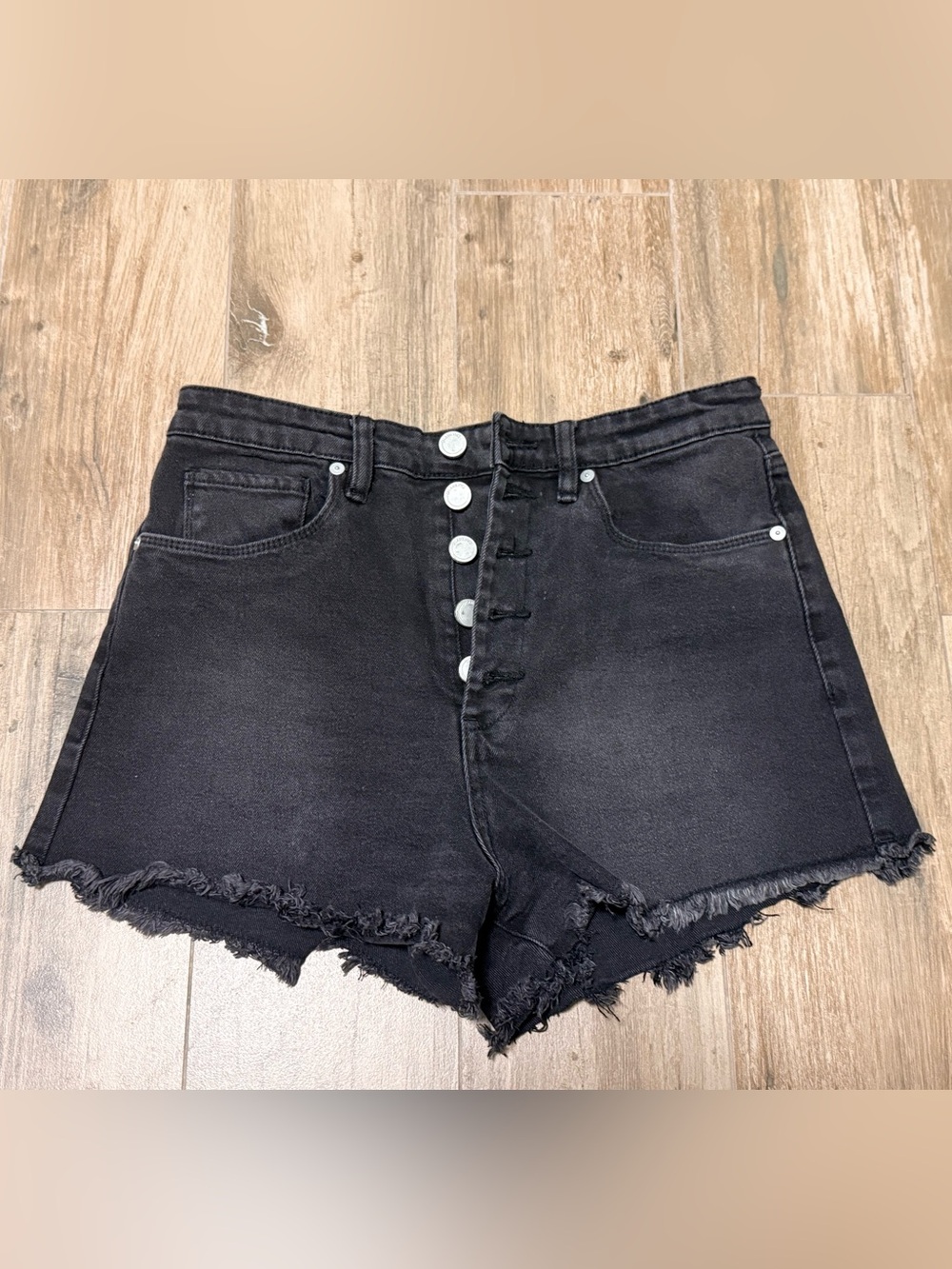 Blank NYC High-Rise Black Denim Size 29 Button-Front Women's Shorts